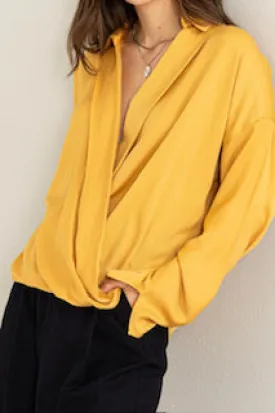 Mustard Wrap Top