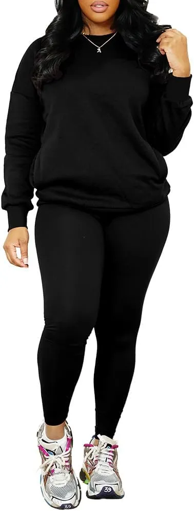 Nimsruc 2 Piece Outfits For Women Sweatsuits Sets Casual Long Sleeve Pullover Jogger Sweat Pants Set With Pocket