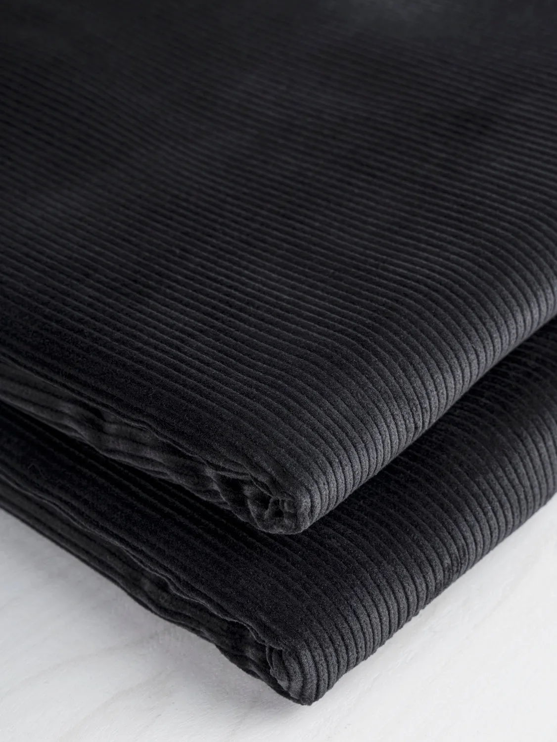 Non Stretch Cotton Corduroy Deadstock - Black - Swatch