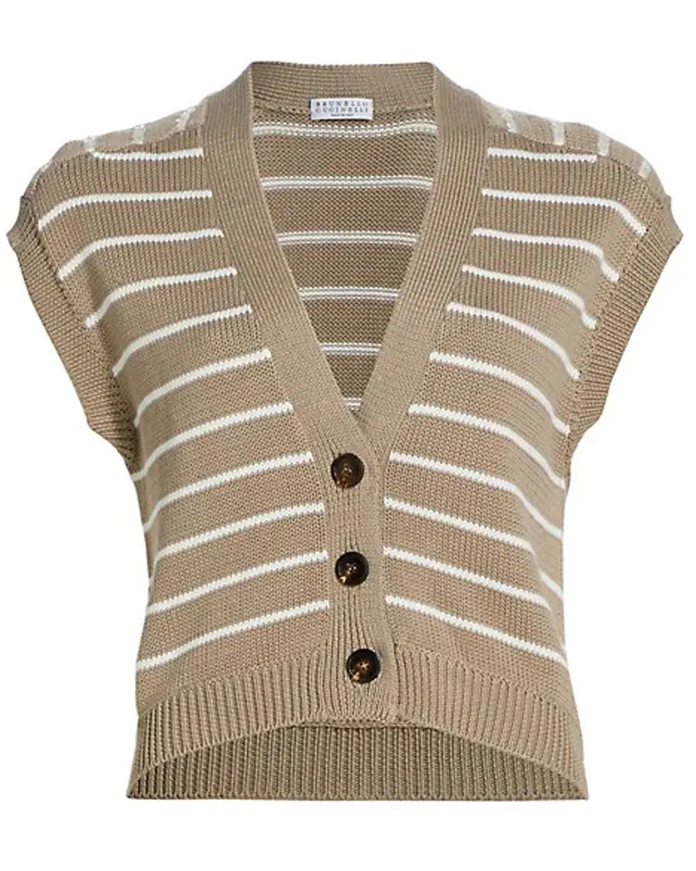 Nutmeg and White Stripe Cap Sleeve Cardigan