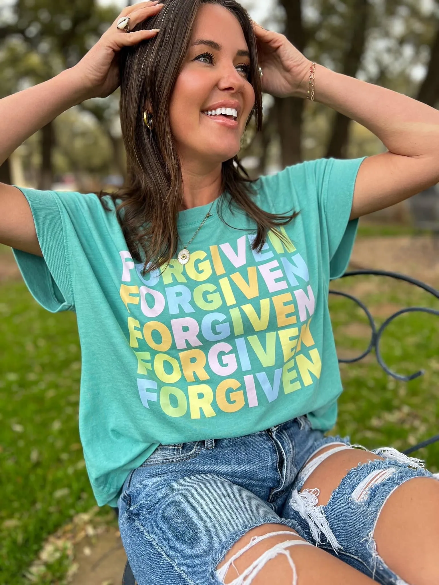 OLIVER & OTIS SEAFOAM CAP SLEEVE TEE