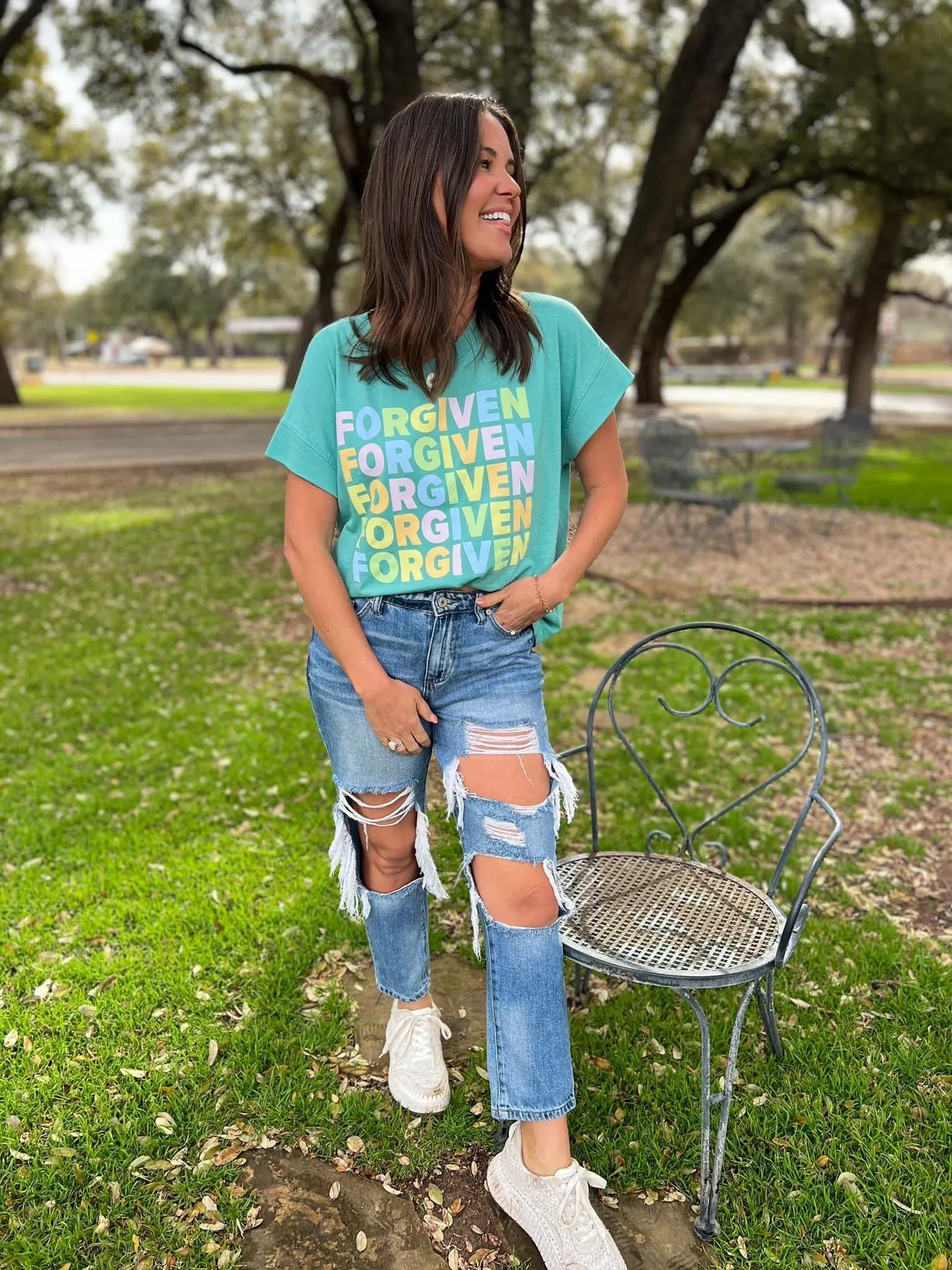 OLIVER & OTIS SEAFOAM CAP SLEEVE TEE