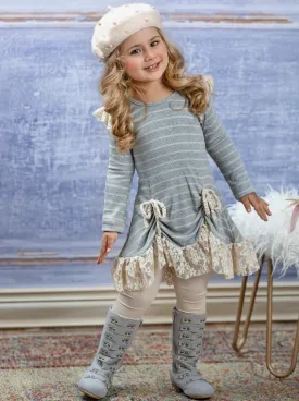 Paris In Fall Drawstring Lace Legging Set