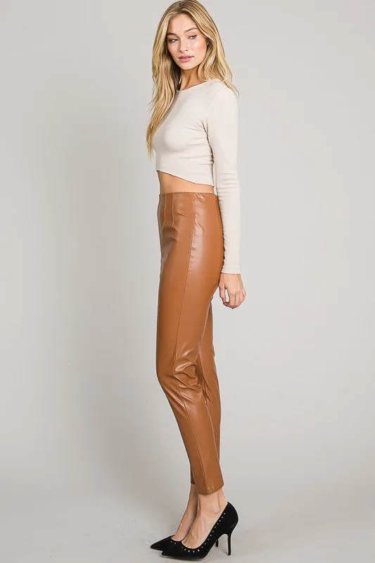 Pleather Straight Skinny Pants
