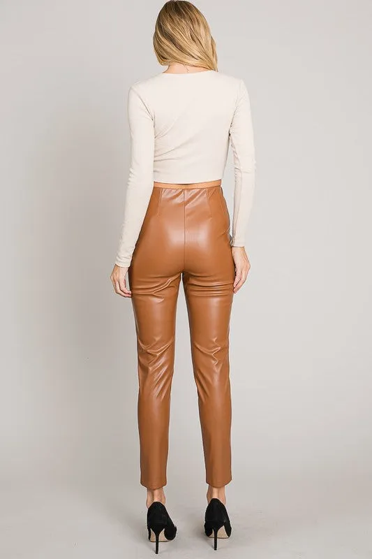 Pleather Straight Skinny Pants