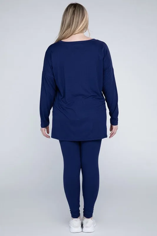 Plus Size Brushed DTY Microfiber Loungewear Set - online exclusive