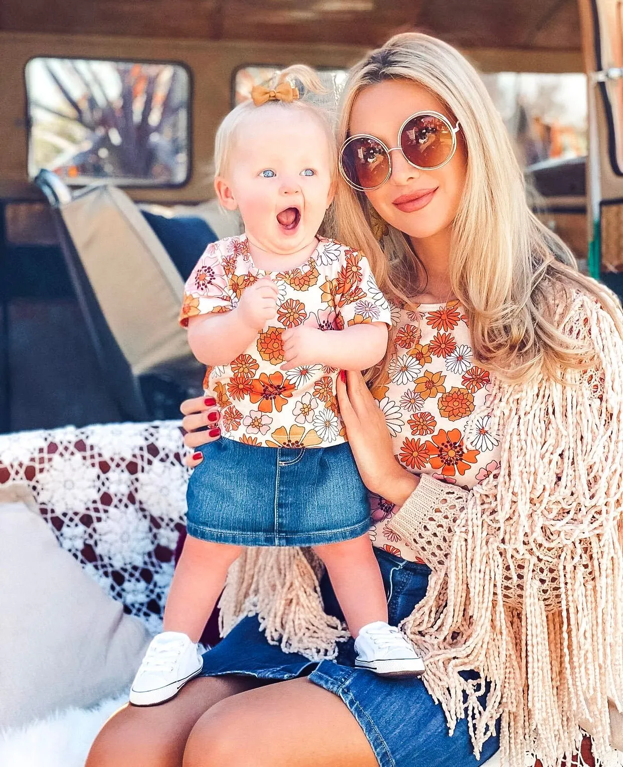 Retro Floral Tops Mommy and Me