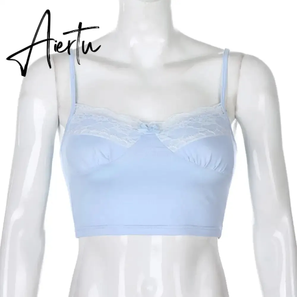 Rockmore Lace Aesthetic Crop Tops Women V Neck Sleeveless Tank Top Tee Cute Clothes Academia Vintage E Girl Camisole Streetwear
