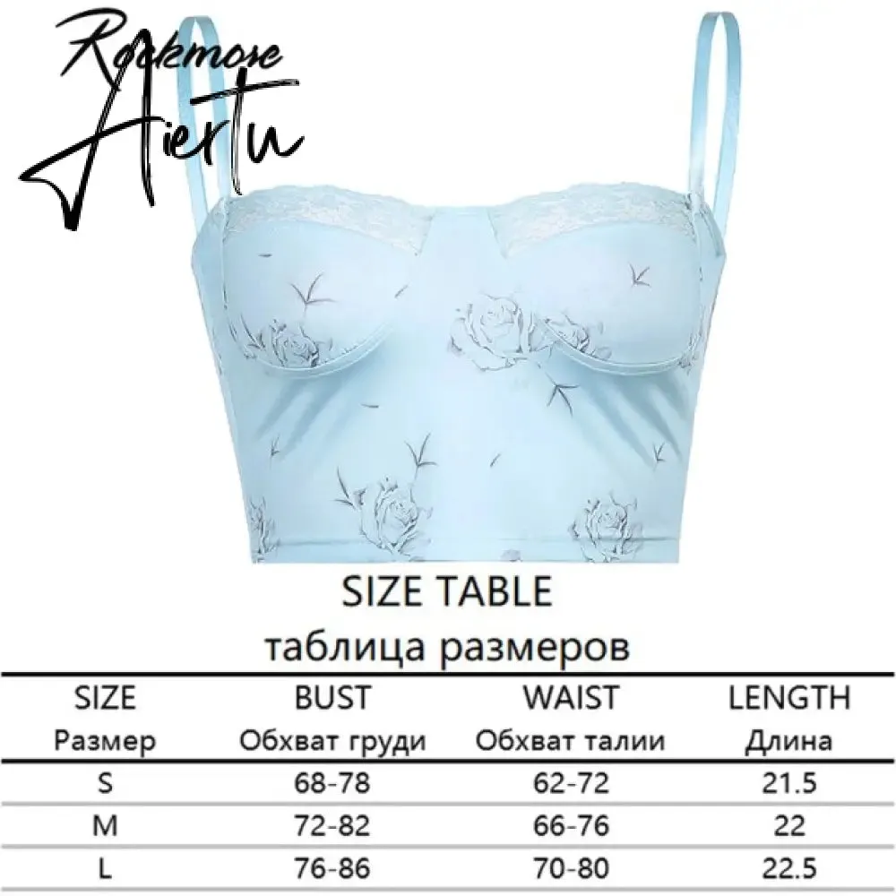Rockmore Lace Aesthetic Crop Tops Women V Neck Sleeveless Tank Top Tee Cute Clothes Academia Vintage E Girl Camisole Streetwear