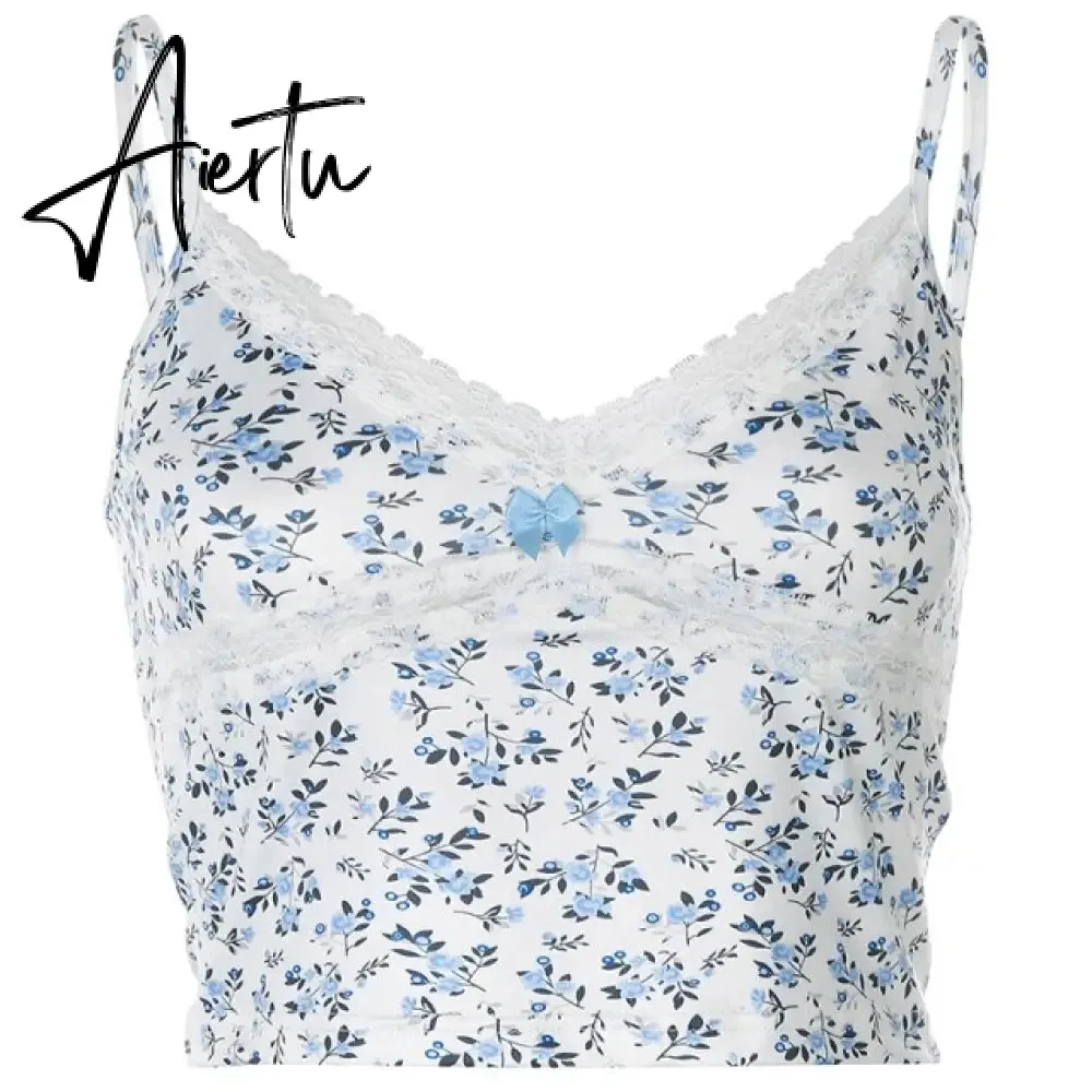 Rockmore Lace Aesthetic Crop Tops Women V Neck Sleeveless Tank Top Tee Cute Clothes Academia Vintage E Girl Camisole Streetwear