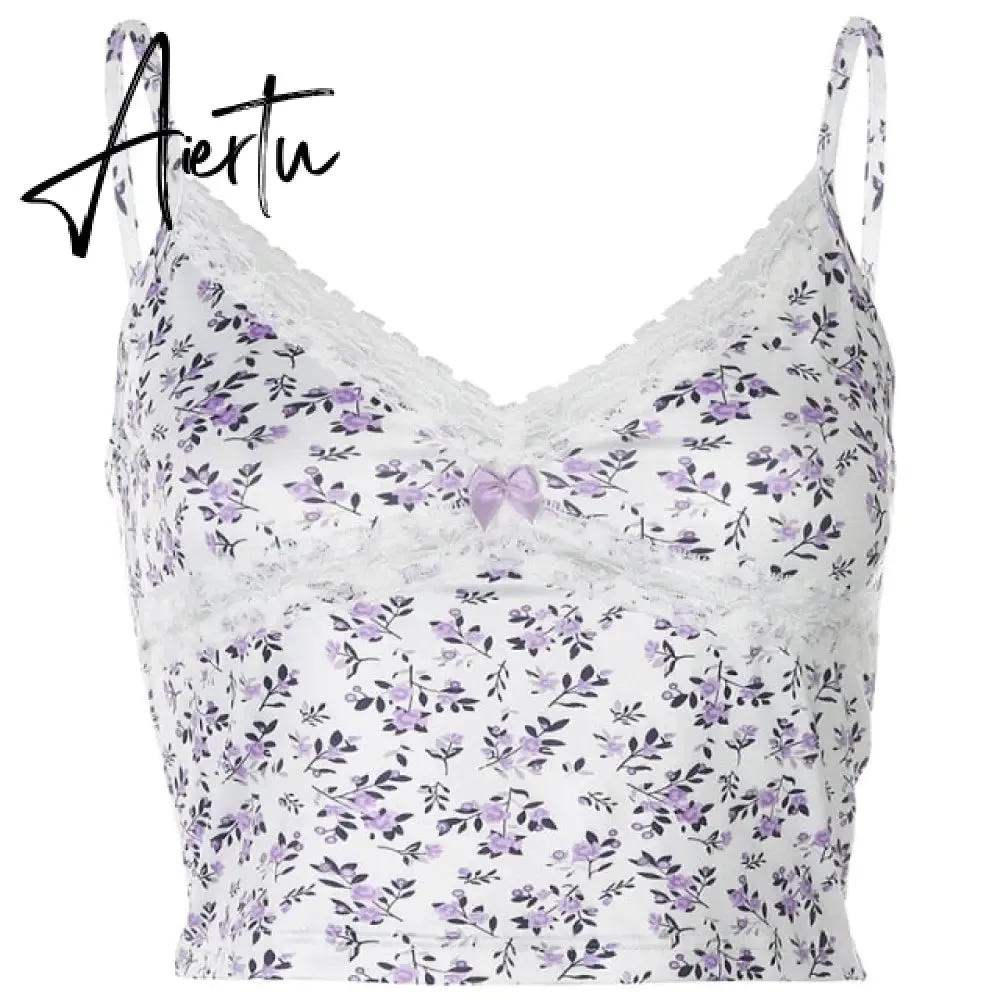 Rockmore Lace Aesthetic Crop Tops Women V Neck Sleeveless Tank Top Tee Cute Clothes Academia Vintage E Girl Camisole Streetwear