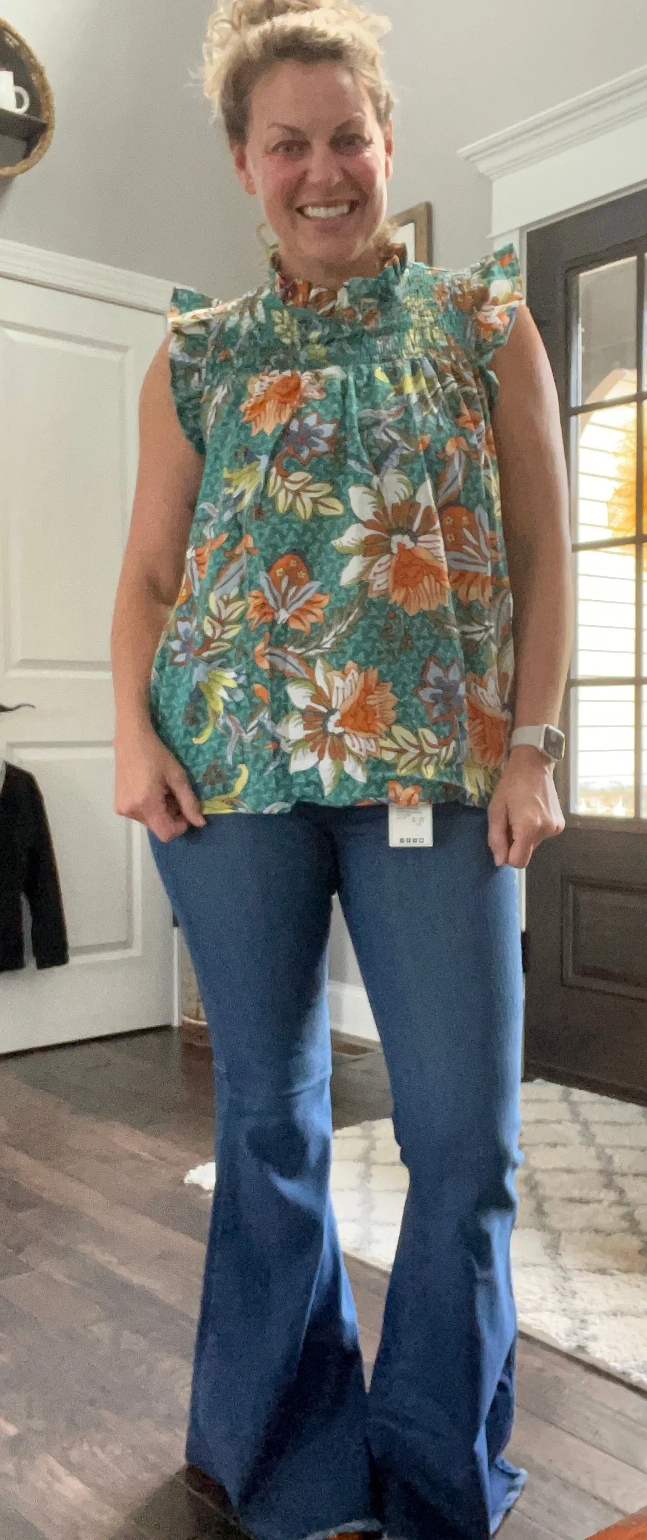 Ruffled Floral Smock tee