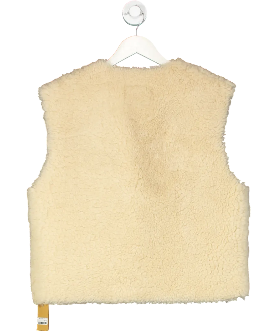 Sandro Cream Sleeveless Shearling Cardigan UK S