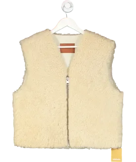 Sandro Cream Sleeveless Shearling Cardigan UK S