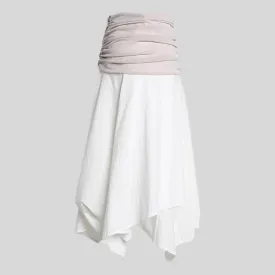 Skirt High Waist Ruched Irregular Midi Skirt