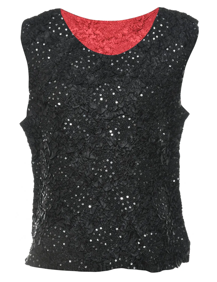 Smocked Sequins Party Top - M