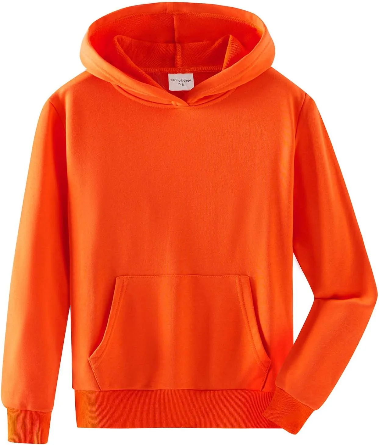 Spring&Gege Youth Solid Classic Hoodies Soft Hooded Pullover Sweatshirts for Children (3-14 Years)