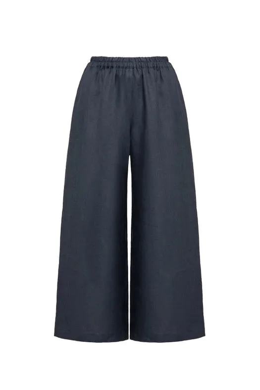 St Tropez Cropped Linen Wide-Leg Trousers