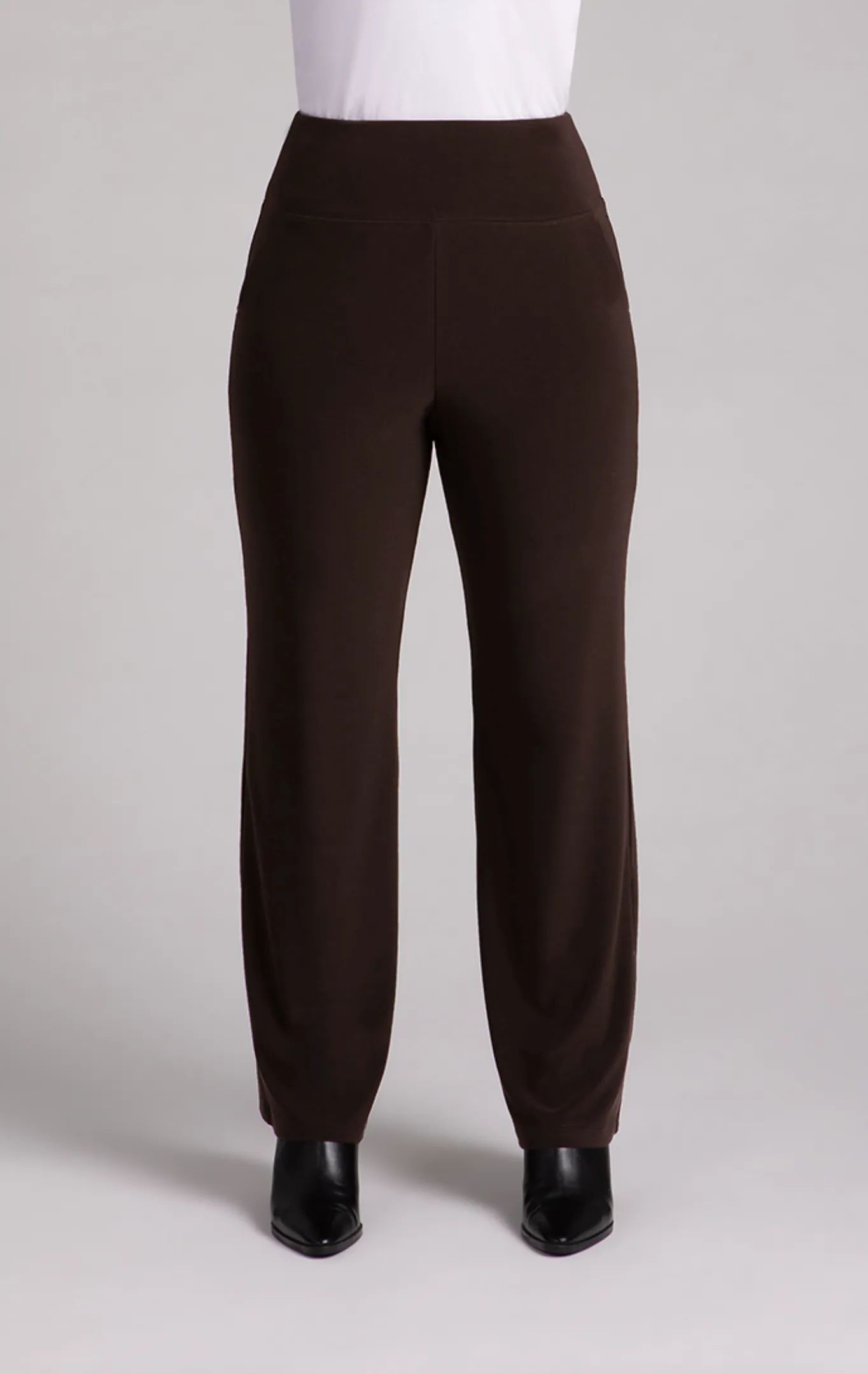Straight Leg Pant with Yoke, Chocolate