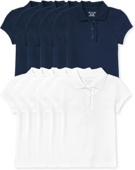 The Children's Place Girls Short Sleeve Ruffle Pique Polo Multipack