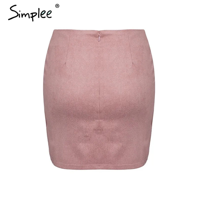 VenusFox sexy high waist split suede skirt