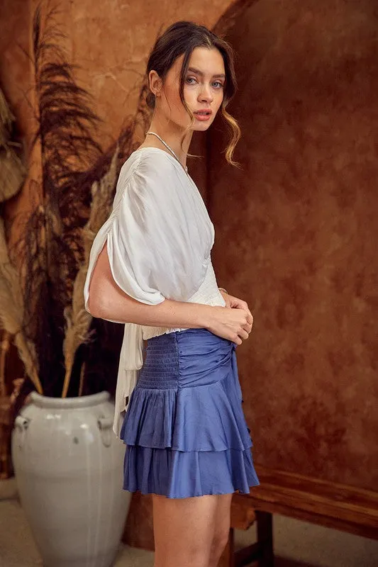 White Smocked Top With Back Bow