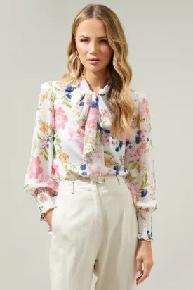 Wildheart Floral Etienne Tie Neck Blouse