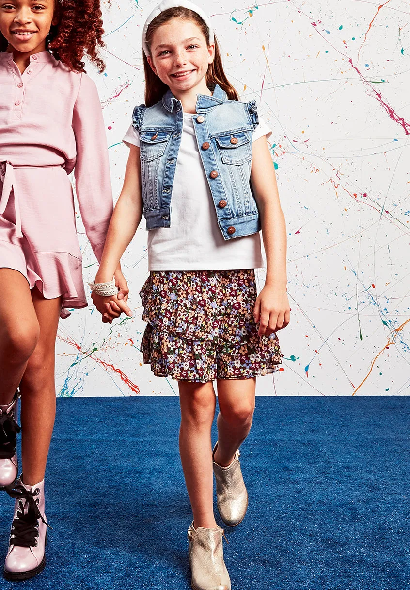 Winter Floral Asymmetrical Skirt