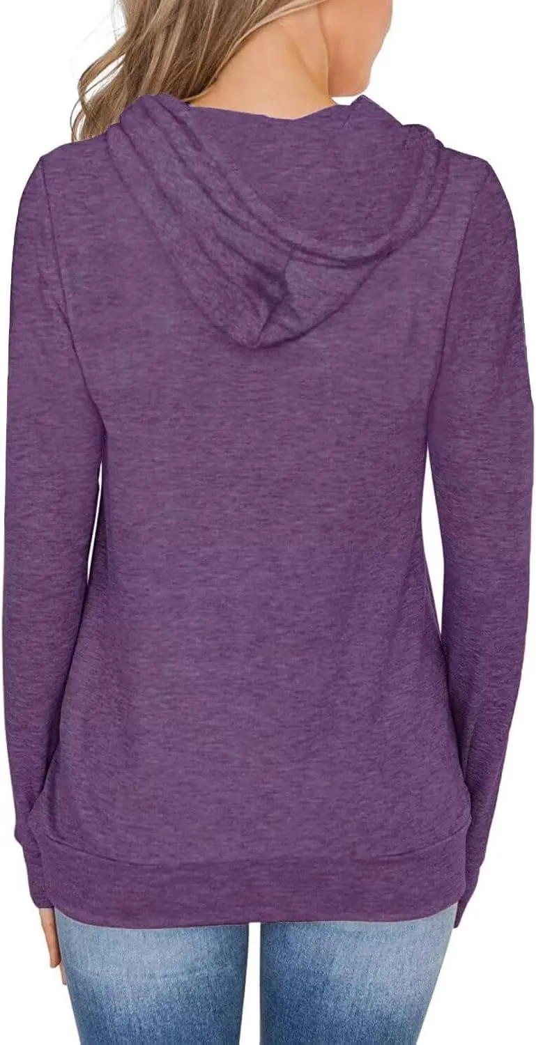 Women's Long Sleeve Hoodies Tops Lightweight Hooded Sweatshirts Pullover Casual Tunic Shirts with Pocket