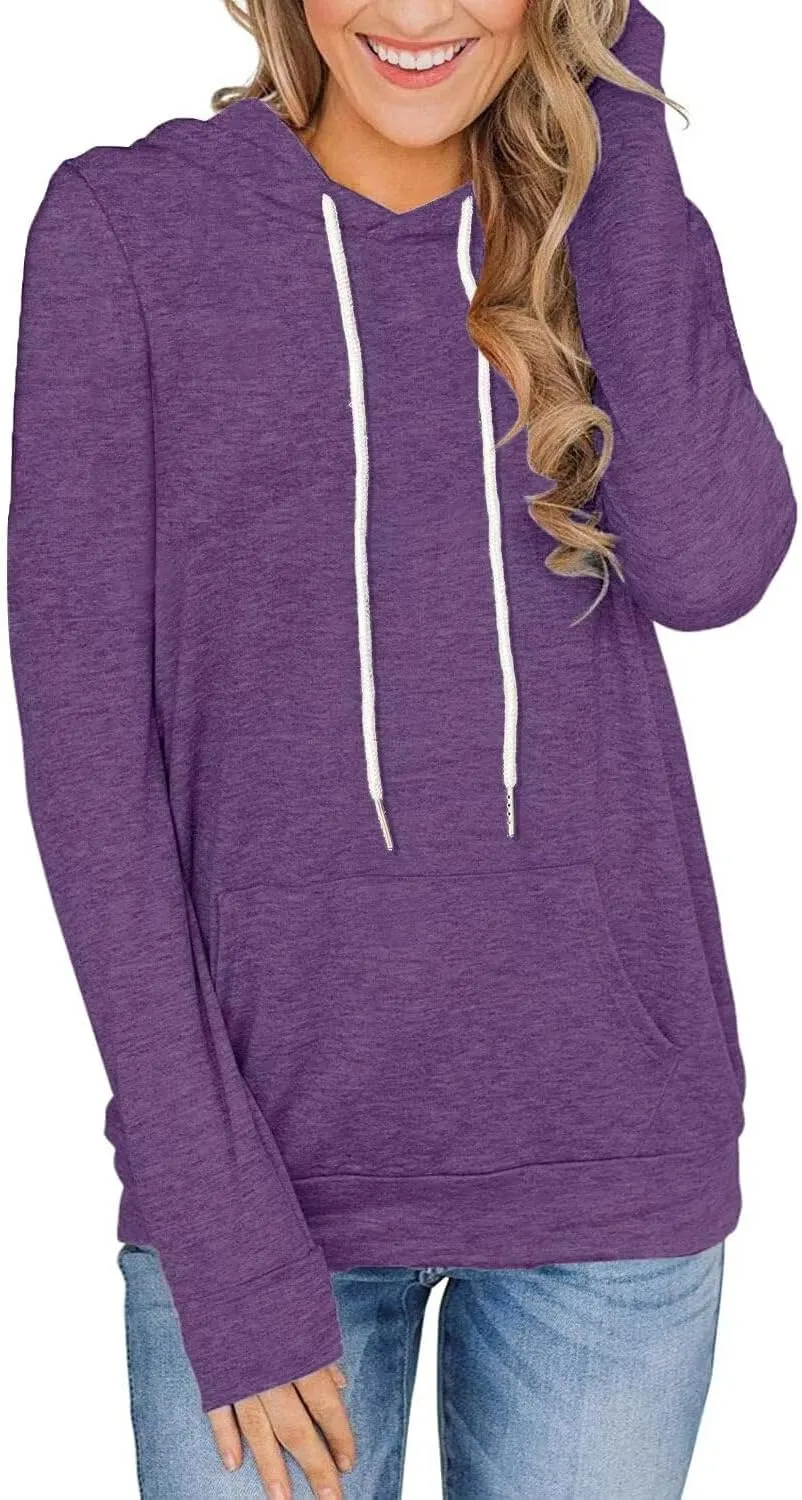 Women's Long Sleeve Hoodies Tops Lightweight Hooded Sweatshirts Pullover Casual Tunic Shirts with Pocket