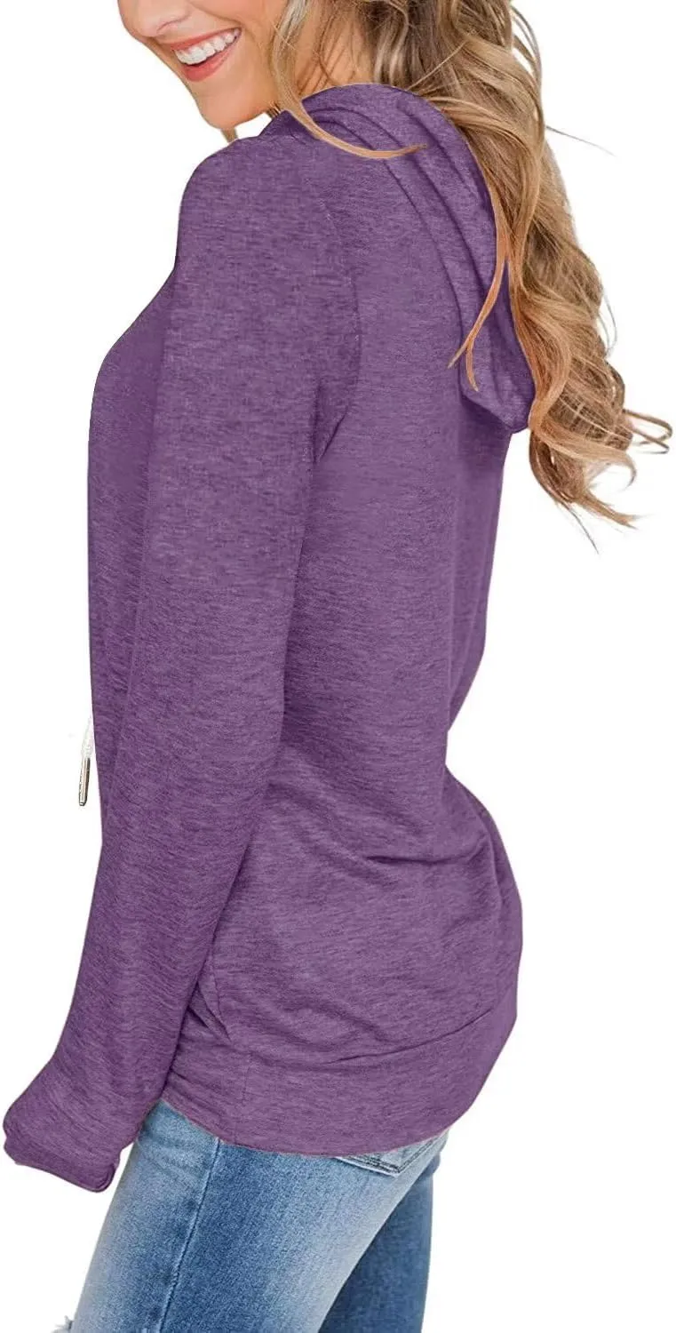 Women's Long Sleeve Hoodies Tops Lightweight Hooded Sweatshirts Pullover Casual Tunic Shirts with Pocket