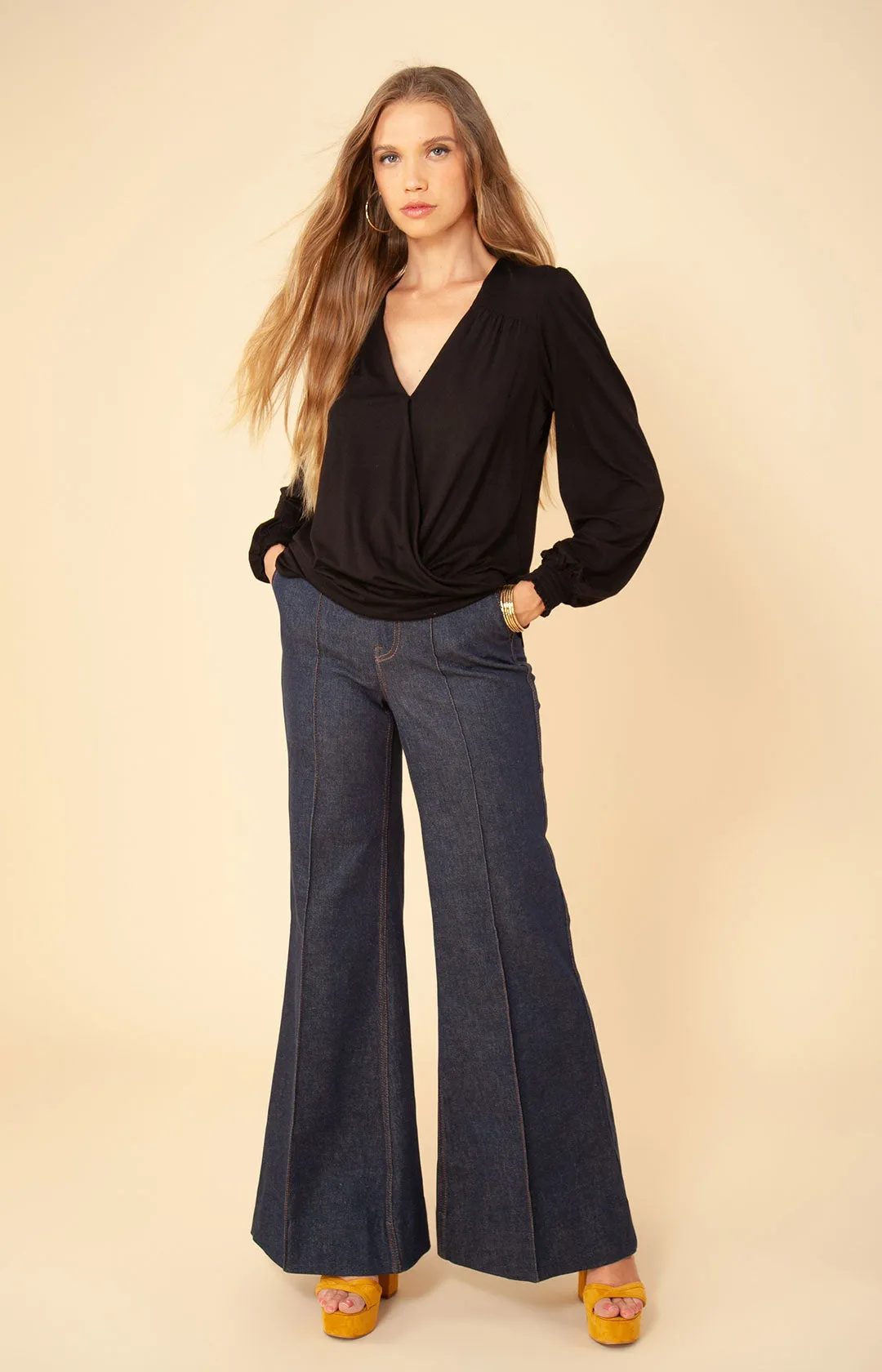 Zyana Solid Jersey Wrap Top