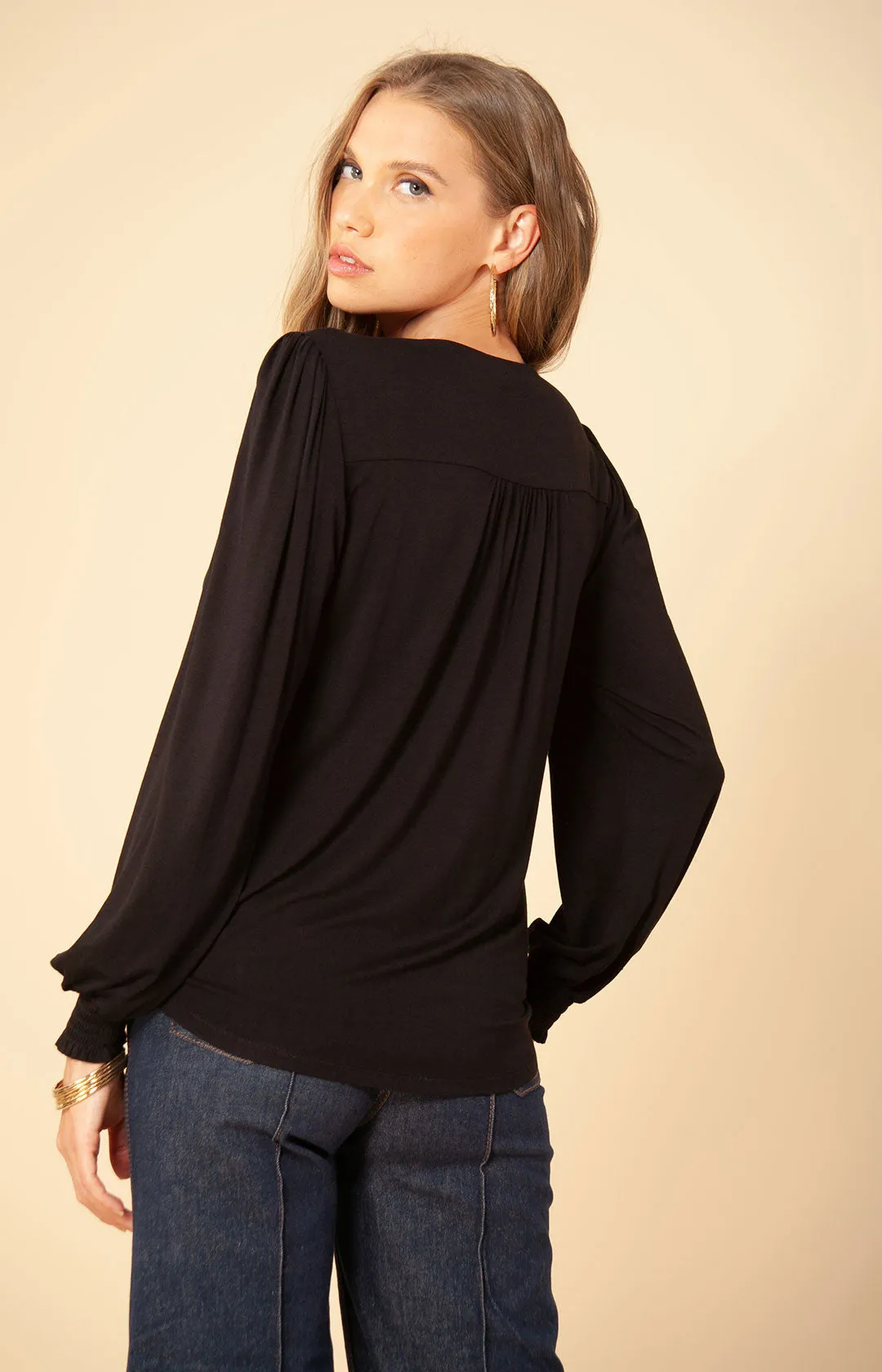 Zyana Solid Jersey Wrap Top